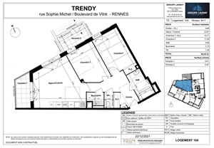 appartement neuf à la vente -   35000  RENNES, surface 65 m2 vente appartement neuf - UBI353453499